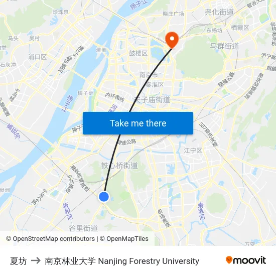 夏坊 to 南京林业大学 Nanjing Forestry University map