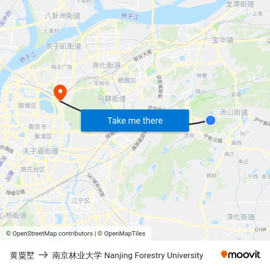 黄粟墅 to 南京林业大学 Nanjing Forestry University map