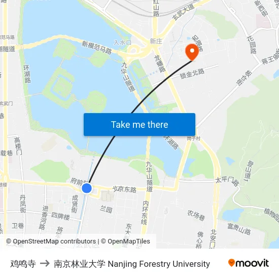 鸡鸣寺 to 南京林业大学 Nanjing Forestry University map