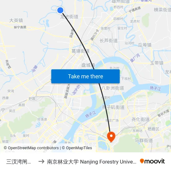 三汊湾闸管处 to 南京林业大学 Nanjing Forestry University map