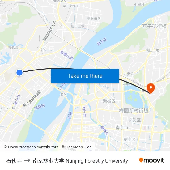 石佛寺 to 南京林业大学 Nanjing Forestry University map