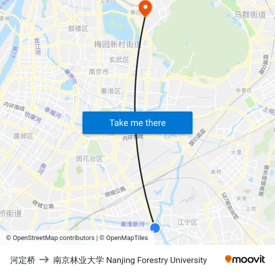 河定桥 to 南京林业大学 Nanjing Forestry University map