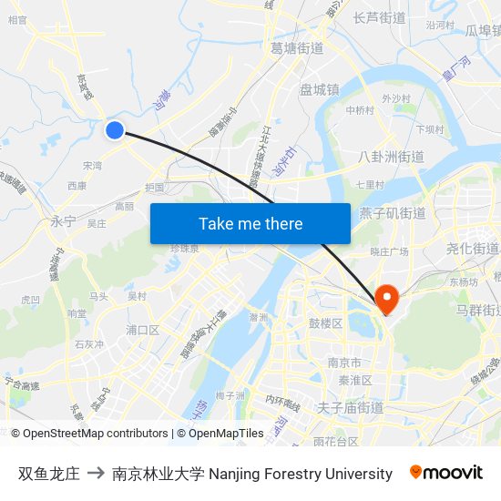 双鱼龙庄 to 南京林业大学 Nanjing Forestry University map