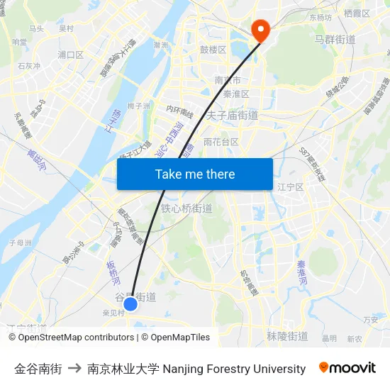 金谷南街 to 南京林业大学 Nanjing Forestry University map
