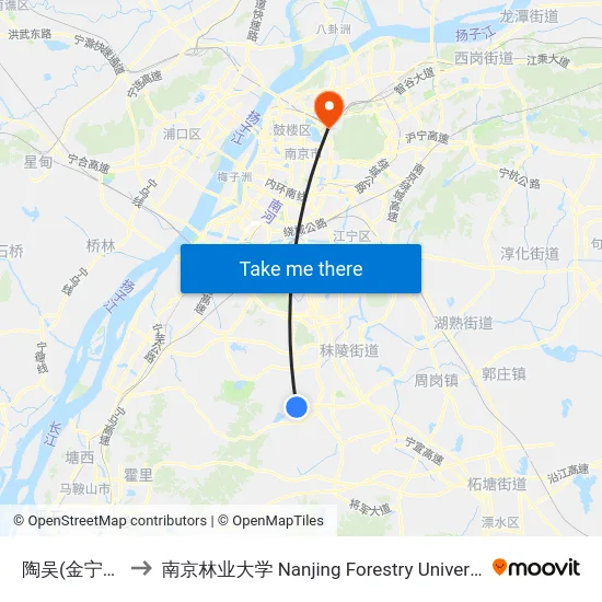 陶吴(金宁街) to 南京林业大学 Nanjing Forestry University map