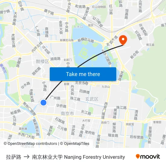 拉萨路 to 南京林业大学 Nanjing Forestry University map