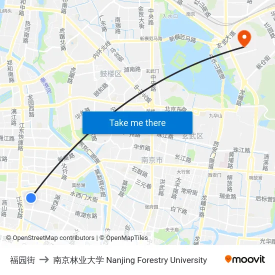 福园街 to 南京林业大学 Nanjing Forestry University map