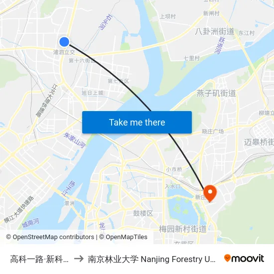 高科一路·新科二路 to 南京林业大学 Nanjing Forestry University map