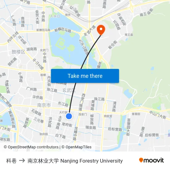 科巷 to 南京林业大学 Nanjing Forestry University map