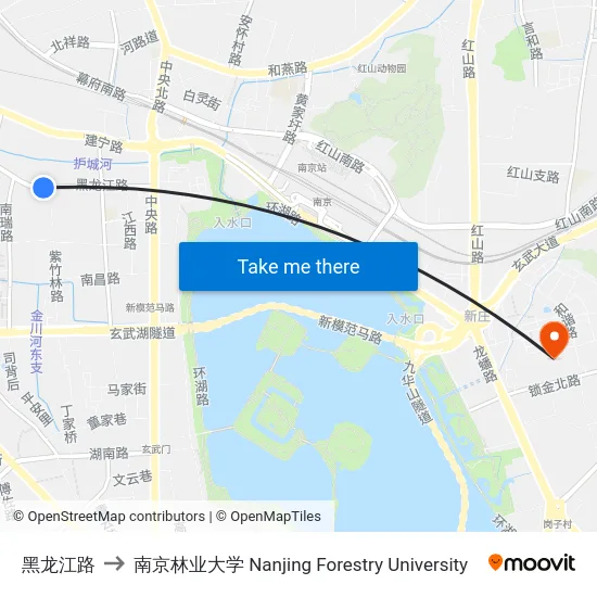 黑龙江路 to 南京林业大学 Nanjing Forestry University map