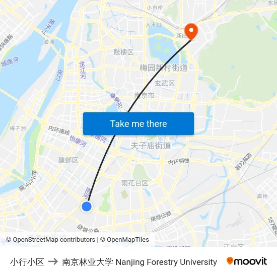 小行小区 to 南京林业大学 Nanjing Forestry University map