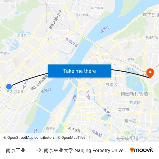 南京工业大学 to 南京林业大学 Nanjing Forestry University map