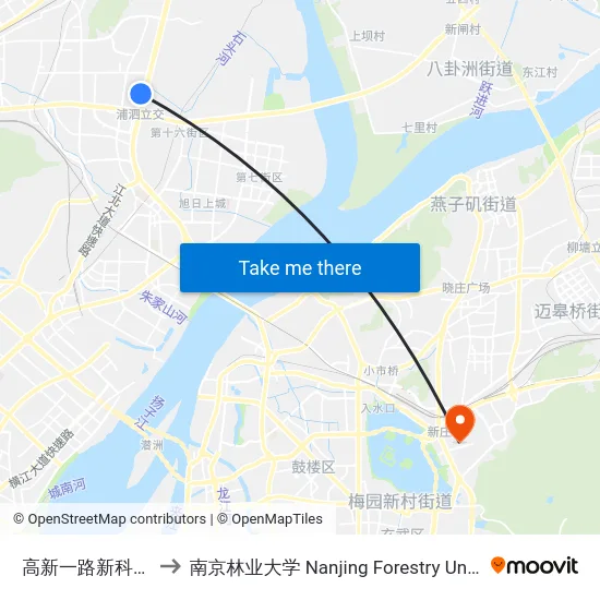 高新一路新科二路 to 南京林业大学 Nanjing Forestry University map