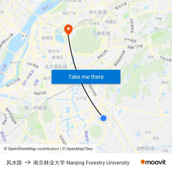 凤水路 to 南京林业大学 Nanjing Forestry University map