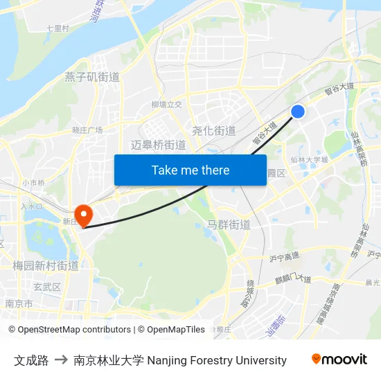 文成路 to 南京林业大学 Nanjing Forestry University map