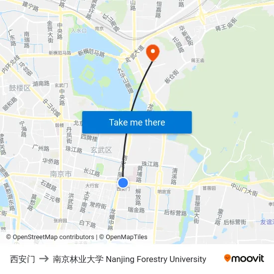 西安门 to 南京林业大学 Nanjing Forestry University map