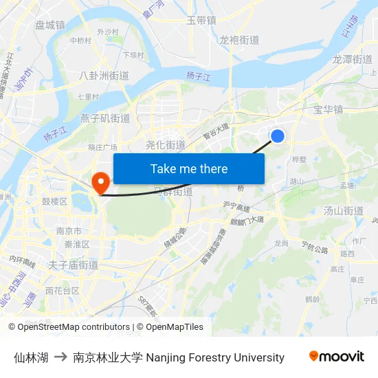 仙林湖 to 南京林业大学 Nanjing Forestry University map