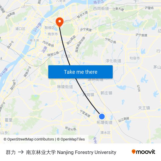 群力 to 南京林业大学 Nanjing Forestry University map