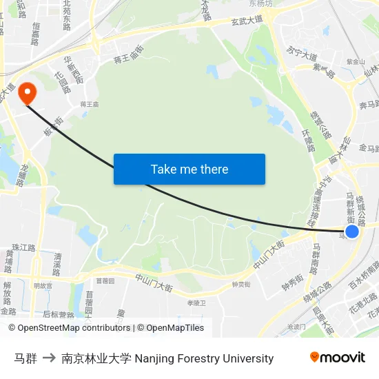 马群 to 南京林业大学 Nanjing Forestry University map
