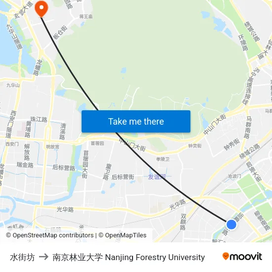 水街坊 to 南京林业大学 Nanjing Forestry University map