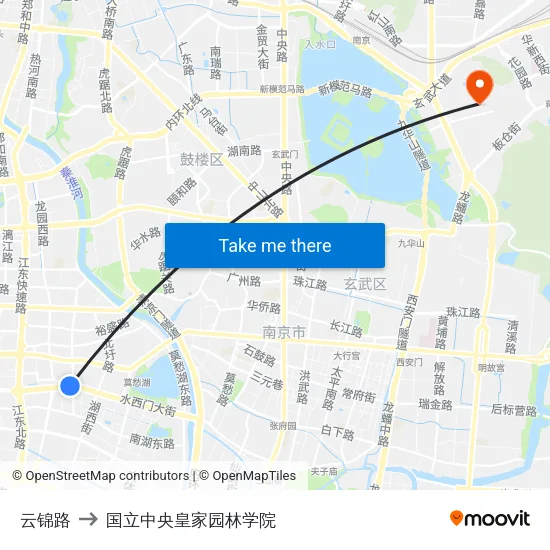 云锦路 to 国立中央皇家园林学院 map
