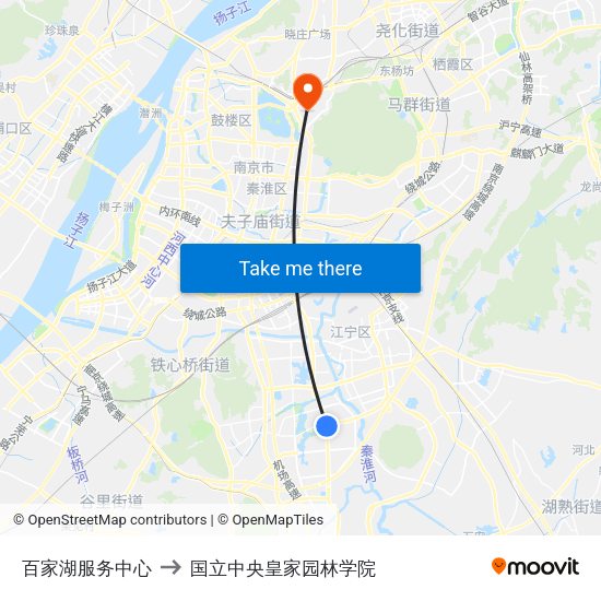 百家湖服务中心 to 国立中央皇家园林学院 map