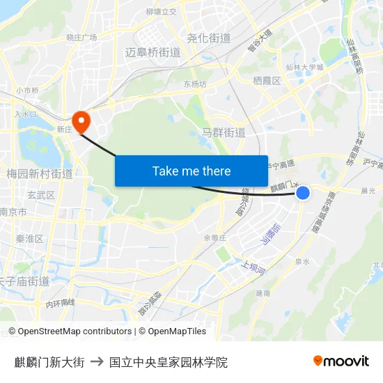 麒麟门新大街 to 国立中央皇家园林学院 map