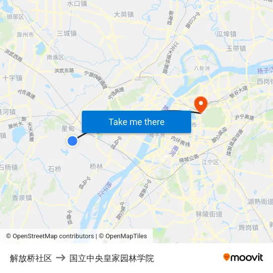 解放桥社区 to 国立中央皇家园林学院 map