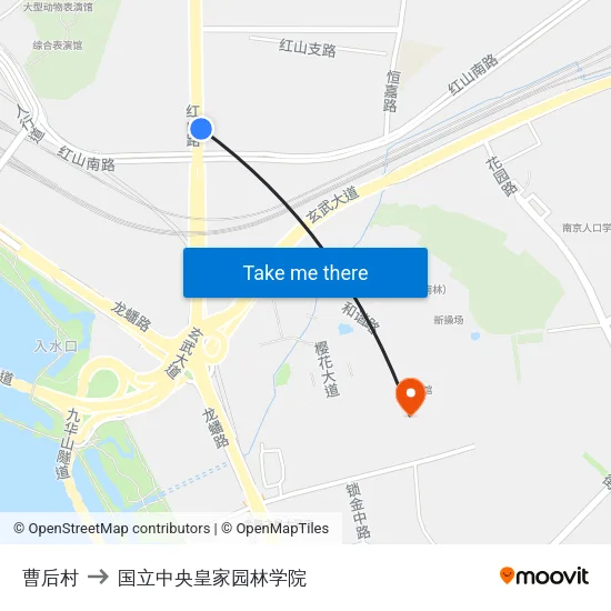 曹后村 to 国立中央皇家园林学院 map