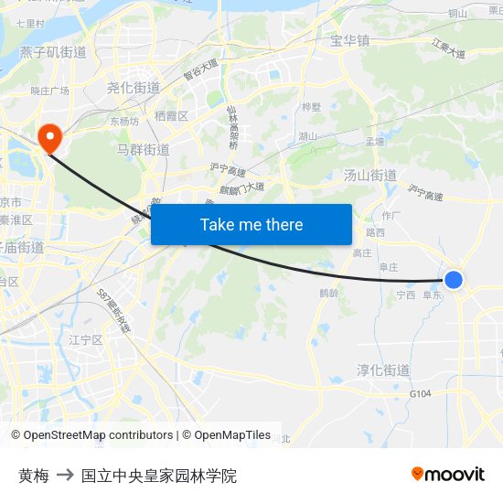 黄梅 to 国立中央皇家园林学院 map