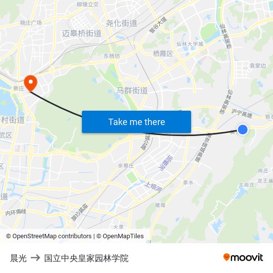 晨光 to 国立中央皇家园林学院 map