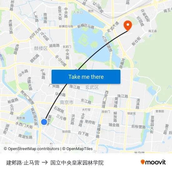 建邺路·止马营 to 国立中央皇家园林学院 map