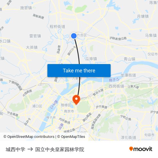 城西中学 to 国立中央皇家园林学院 map