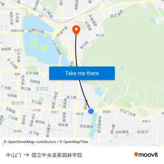 中山门 to 国立中央皇家园林学院 map