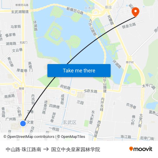 中山路·珠江路南 to 国立中央皇家园林学院 map