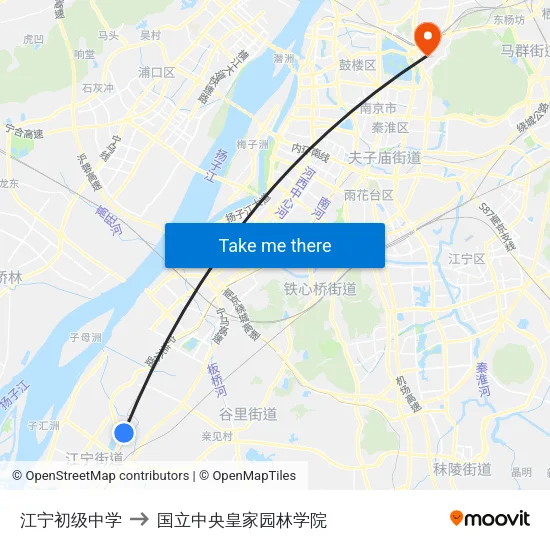 江宁初级中学 to 国立中央皇家园林学院 map