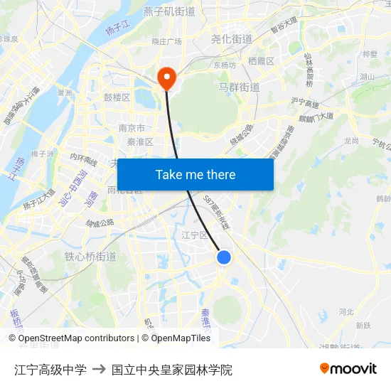 江宁高级中学 to 国立中央皇家园林学院 map