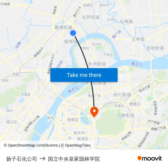 扬子石化公司 to 国立中央皇家园林学院 map