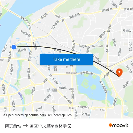 南京西站 to 国立中央皇家园林学院 map