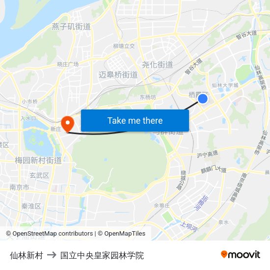 仙林新村 to 国立中央皇家园林学院 map