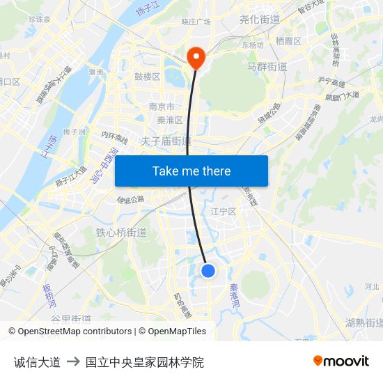 诚信大道 to 国立中央皇家园林学院 map