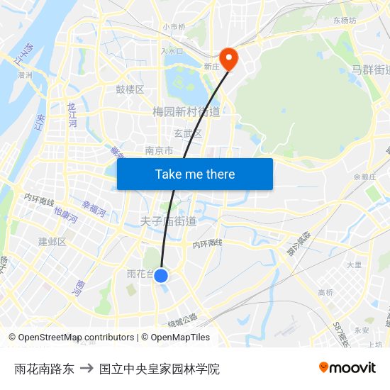 雨花南路东 to 国立中央皇家园林学院 map