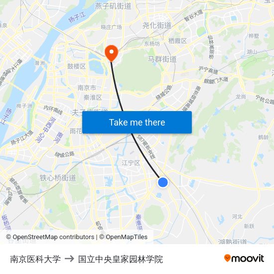 南京医科大学 to 国立中央皇家园林学院 map