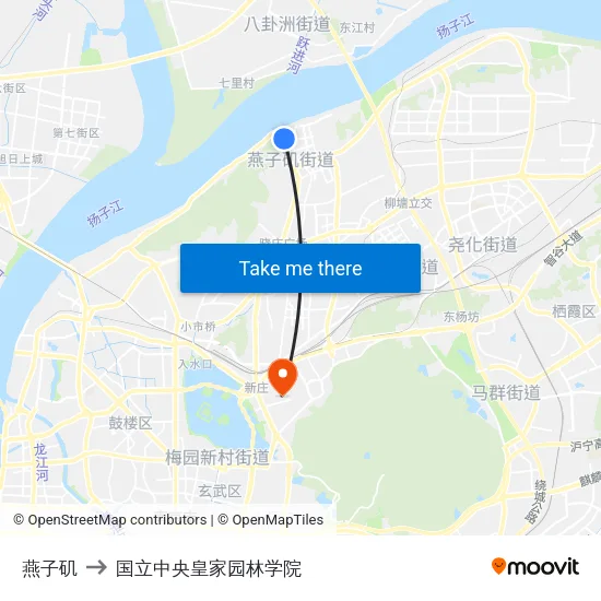燕子矶 to 国立中央皇家园林学院 map