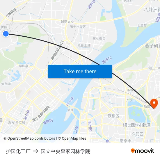 护国化工厂 to 国立中央皇家园林学院 map
