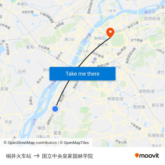 铜井火车站 to 国立中央皇家园林学院 map