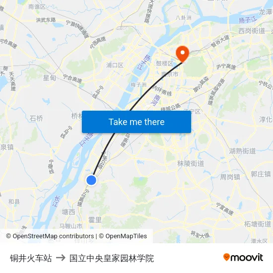铜井火车站 to 国立中央皇家园林学院 map