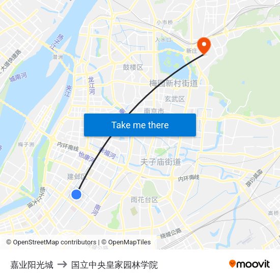 嘉业阳光城 to 国立中央皇家园林学院 map