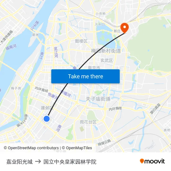 嘉业阳光城 to 国立中央皇家园林学院 map
