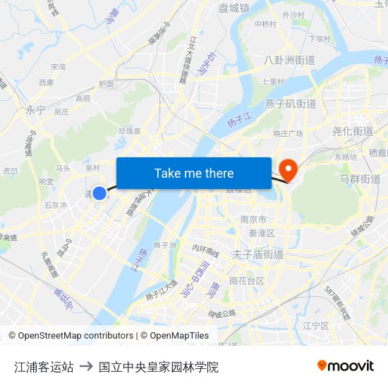 江浦客运站 to 国立中央皇家园林学院 map
